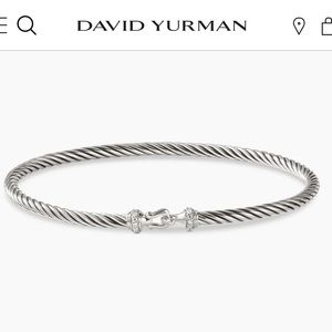 David Yurman Buckle Classic Cable Bracelet
Sterling Silver with Diamonds, 3mm